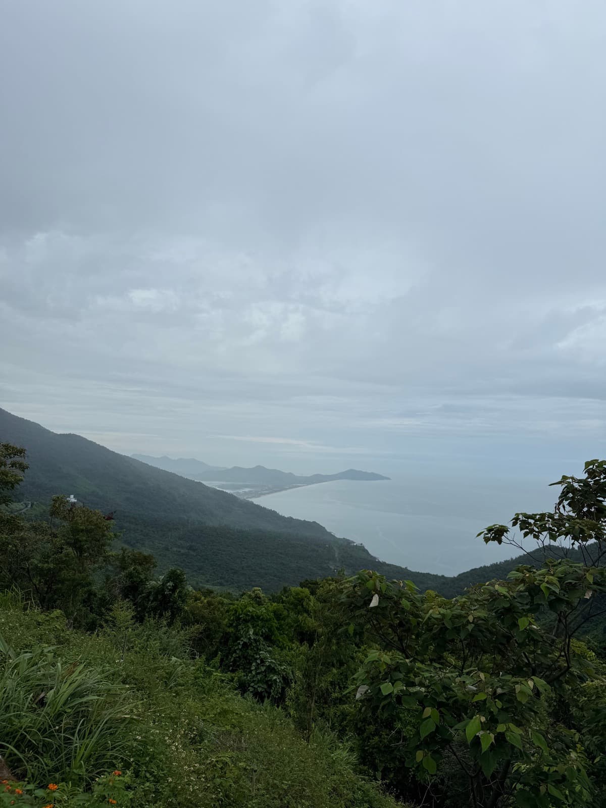 Sea of clouds over the Hai Van Pass summit looking down the coast toward Lang Co